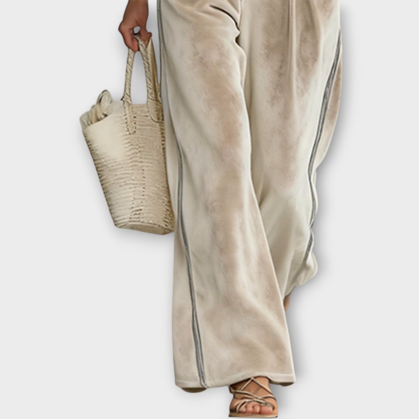 Ensemble en Maille avec Bord Contrasté et Pantalons Lounge en Velours