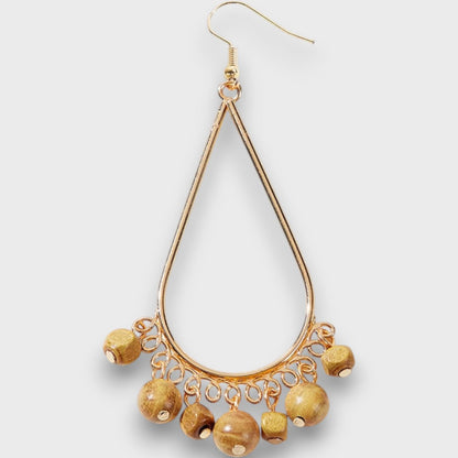 Solira – Boucles d'oreilles vintage en forme de goutte avec éléments en bois