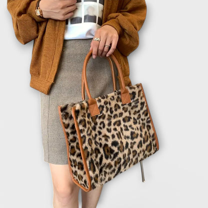 Sac Tote Plush avec Imprimé Léopard Chic