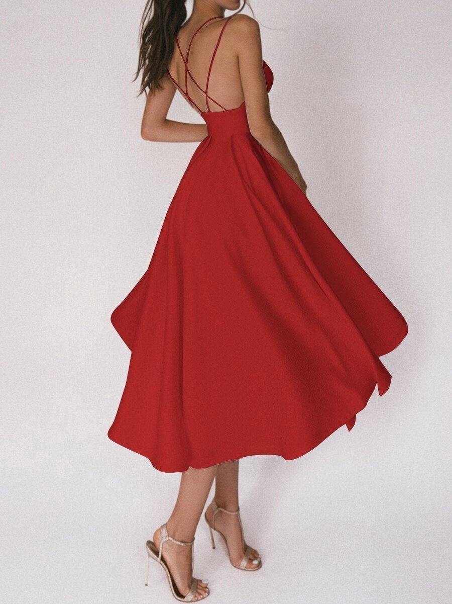 Gabriella - Robe satinée avec bretelles croisées