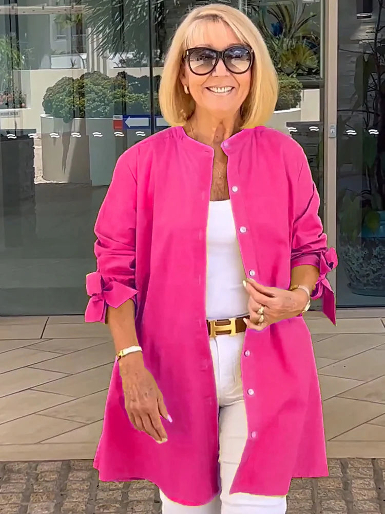 Elliora - Veste Chemise en Coton avec Dos Froncé