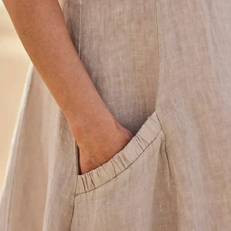 Gillian – Robe Classique Sans Manches en Lin et Coton