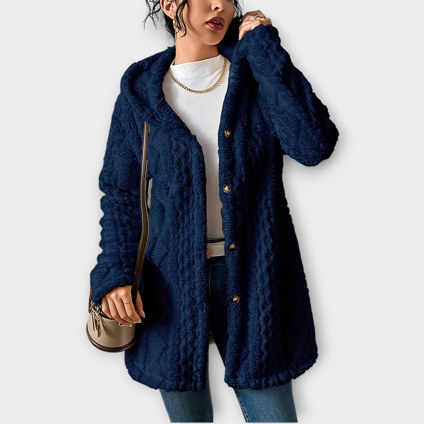 Veste d'Hiver avec Capuche Texturée et Confortable
