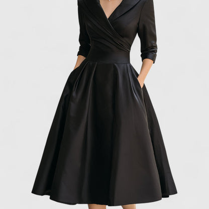 Clara – Robe Midi Élégante avec Décolleté en V
