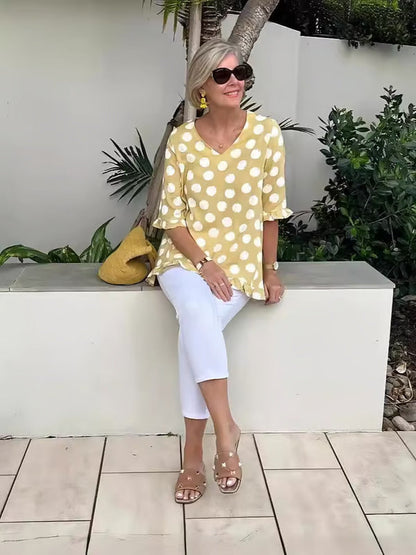 Lucienne – Blouse V-Neck Élégante