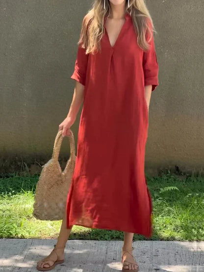 Nancy - Robe en Lin à Décolleté en V Polyvalente