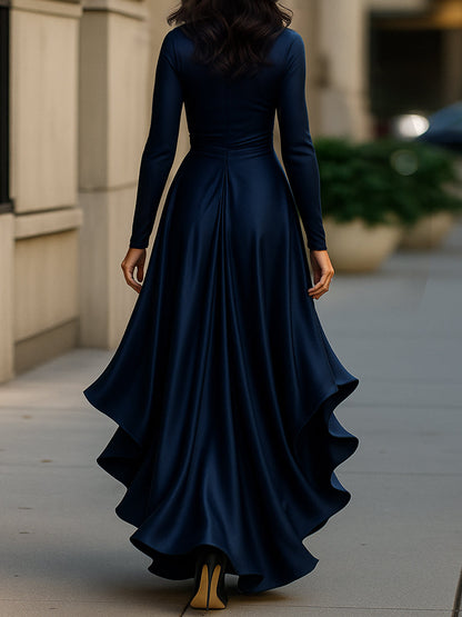 Palma | Robe Maxi en Satin Drapé avec Détails en Volant