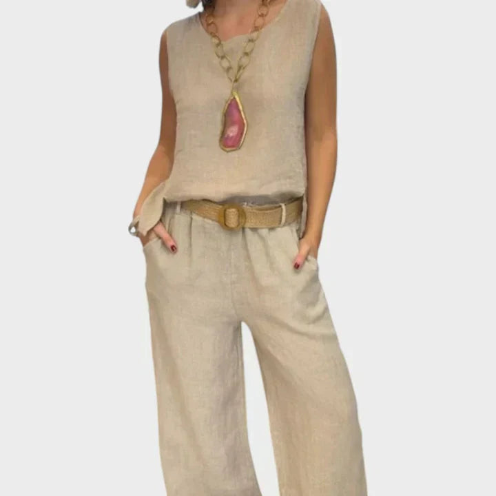 Paloma | Top sans manches bohémien et pantalon cropped assorti