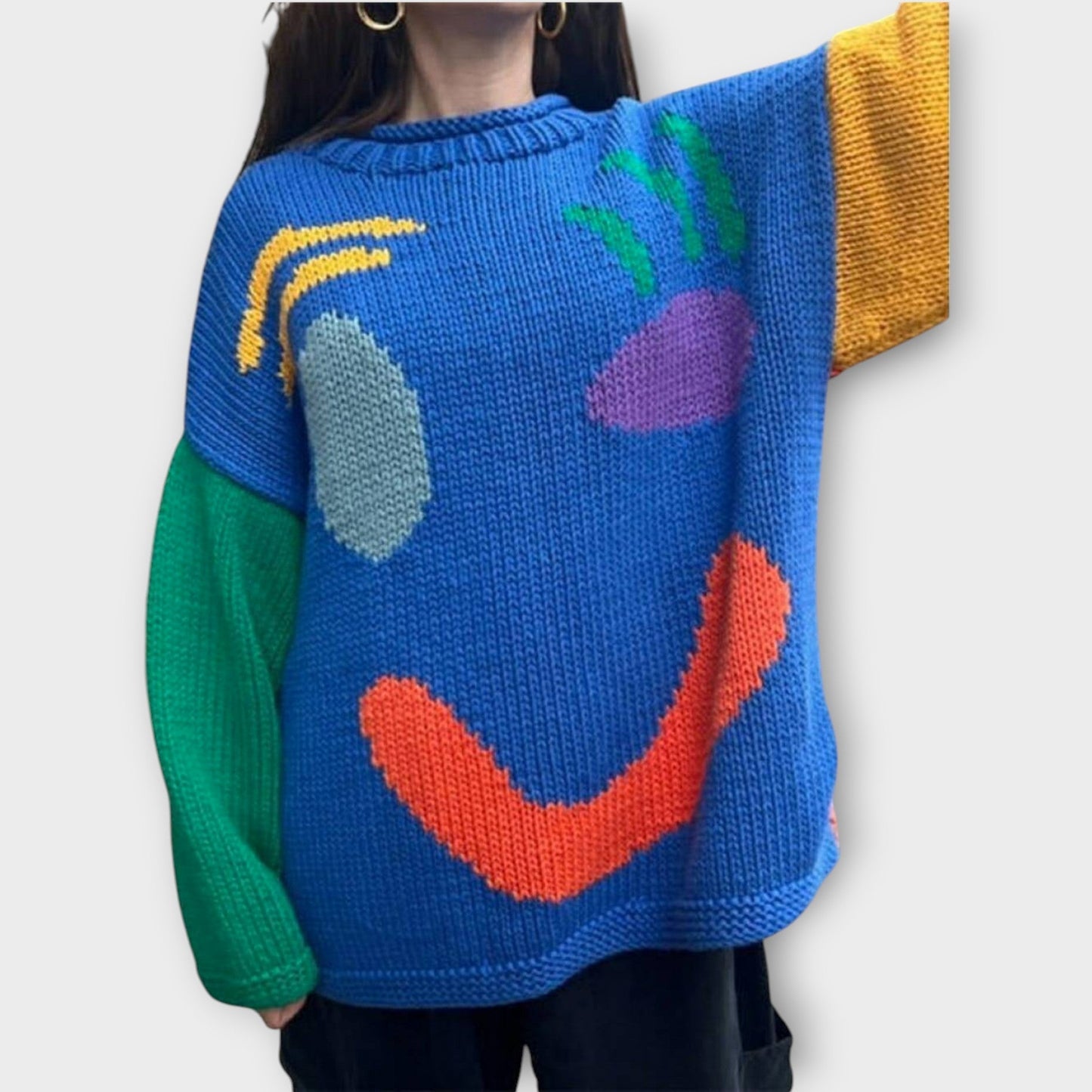 Pull en Maille Abstrait Fait à la Main