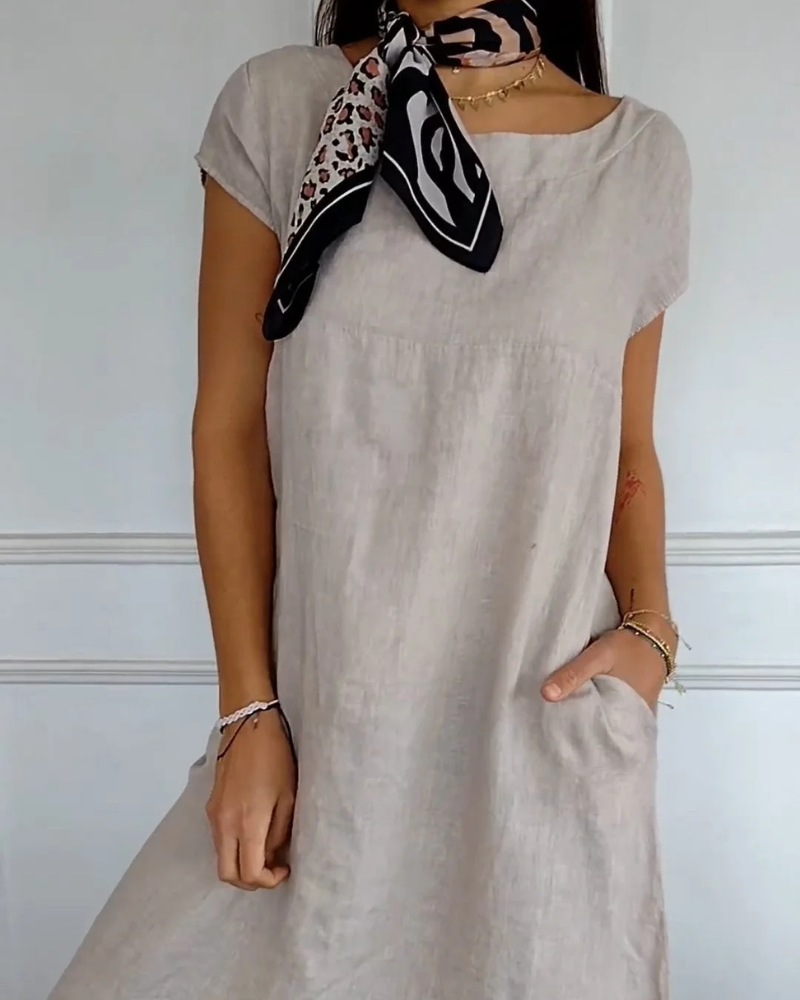 Juniper - Robe en Coton Lin à la Mode avec Poches