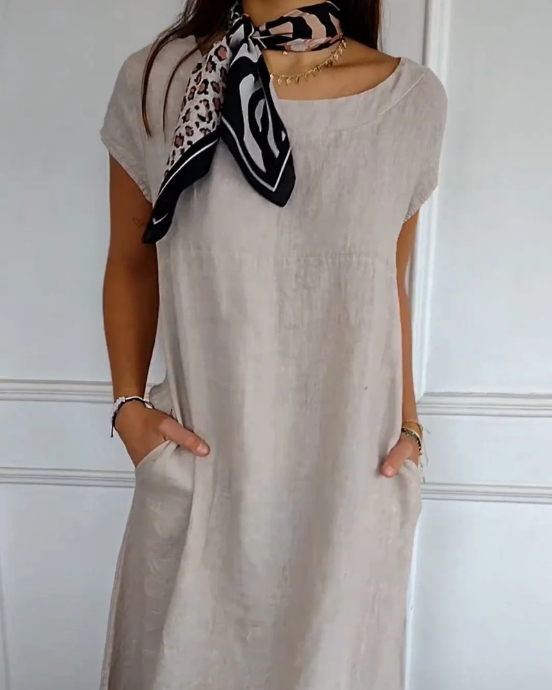 Juniper - Robe en Coton Lin à la Mode avec Poches