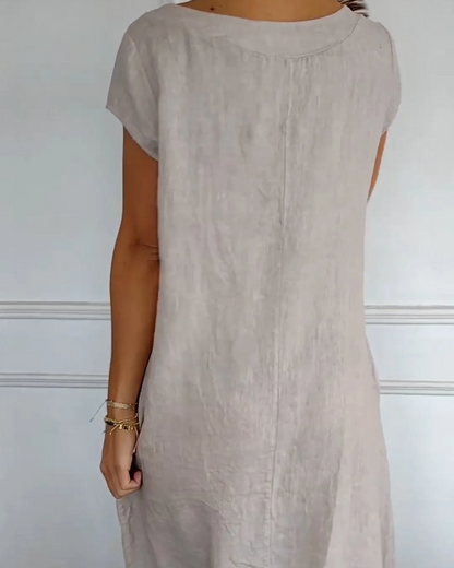 Juniper - Robe en Coton Lin à la Mode avec Poches