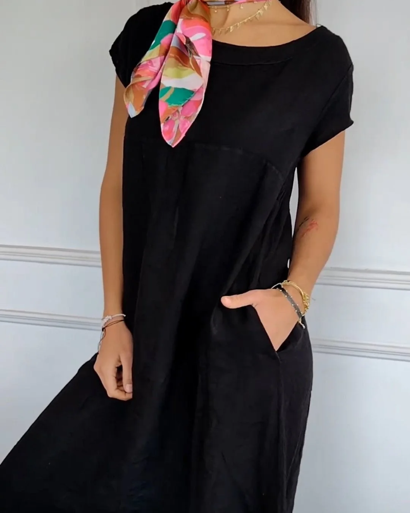 Juniper - Robe en Coton Lin à la Mode avec Poches