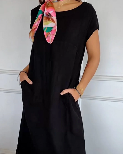 Juniper - Robe en Coton Lin à la Mode avec Poches