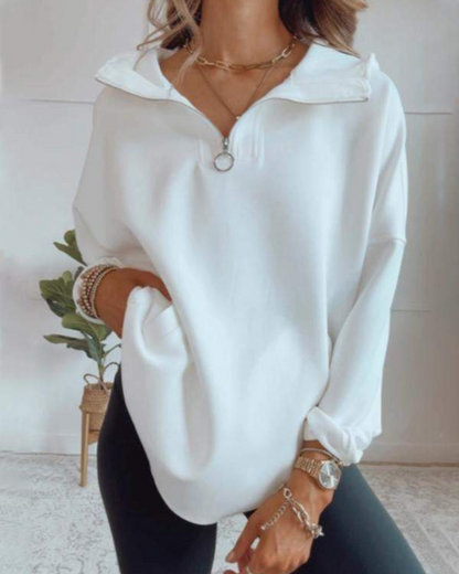 DELISA - Sweat Oversize Confortable avec Zip Quart