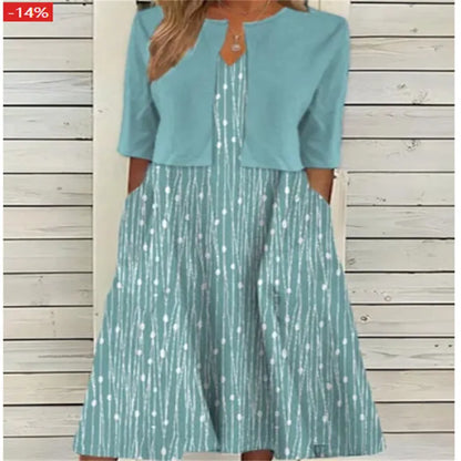 Elise™ - Robe Midi à Fleurs Deux Pièces