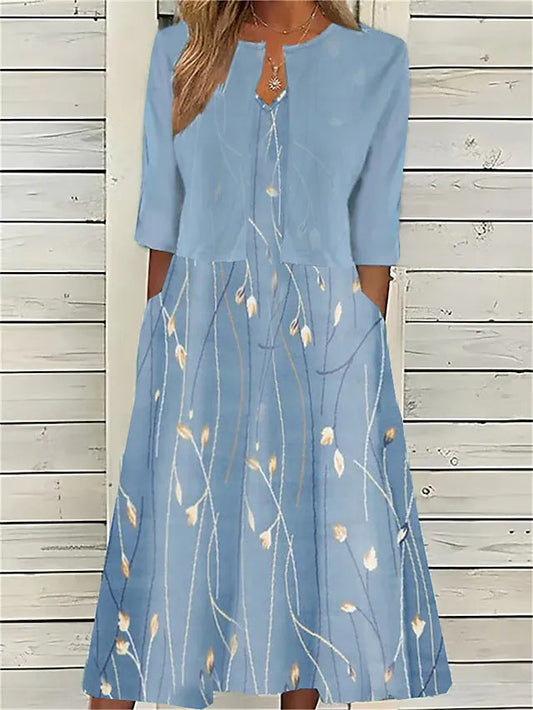Elise™ - Robe Midi à Fleurs Deux Pièces