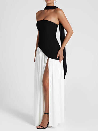 Georgia - Élégante robe sans bretelles avec haute fente pour femmes