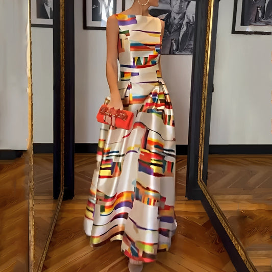 Louisa - Robe maxi élégante avec imprimé géométrique pour femmes