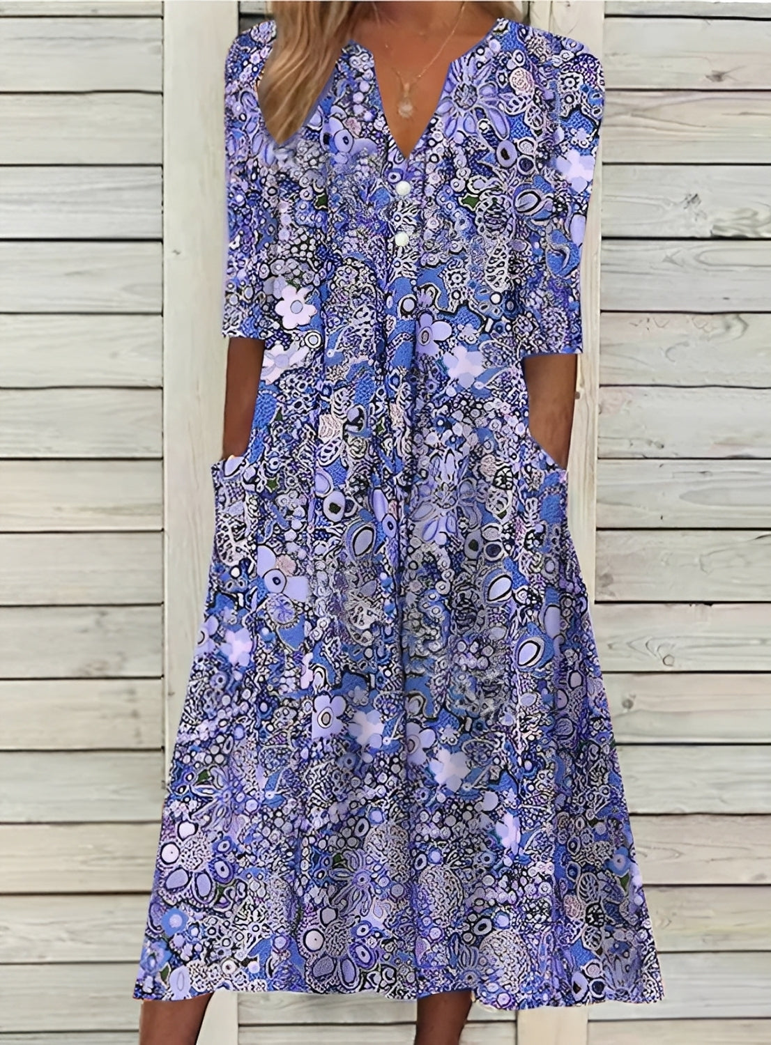 Eleanor - Robe fluide à fleurs avec poches pour femmes