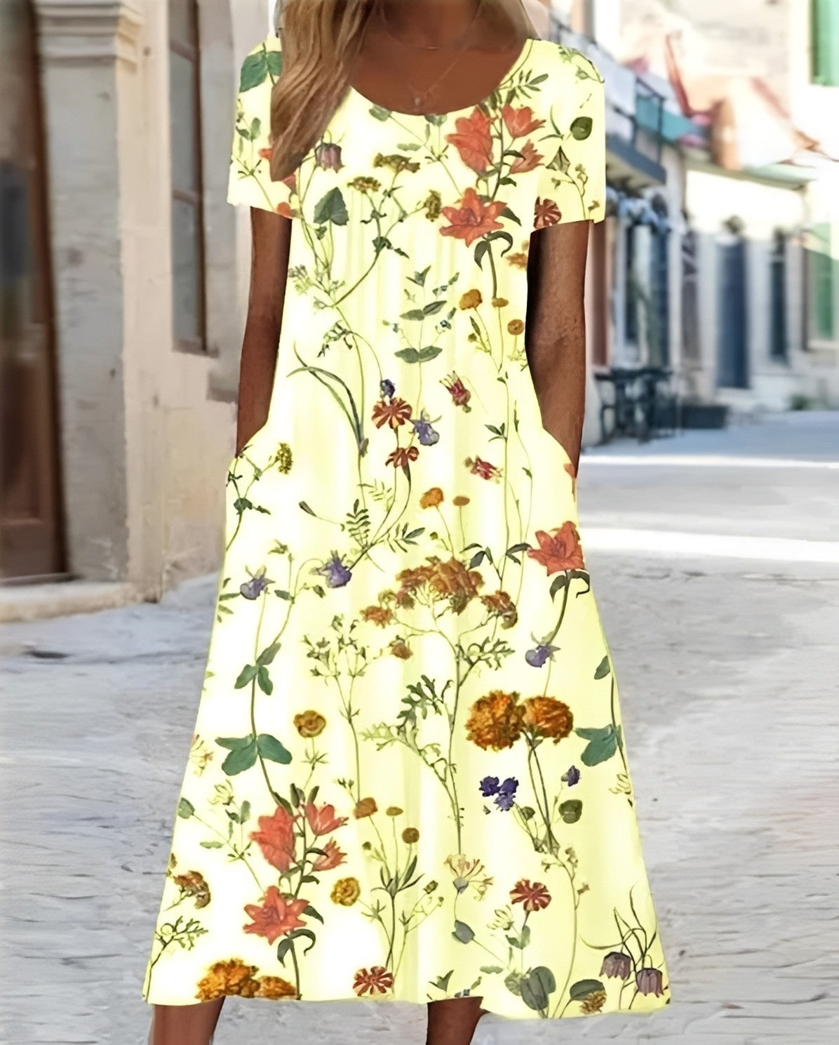Meghan - Robe swing élégante avec imprimé floral pour femmes