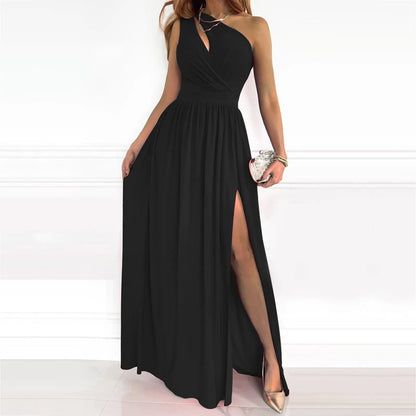 Robe Asymétrique avec Fente - Élégance Intemporelle
