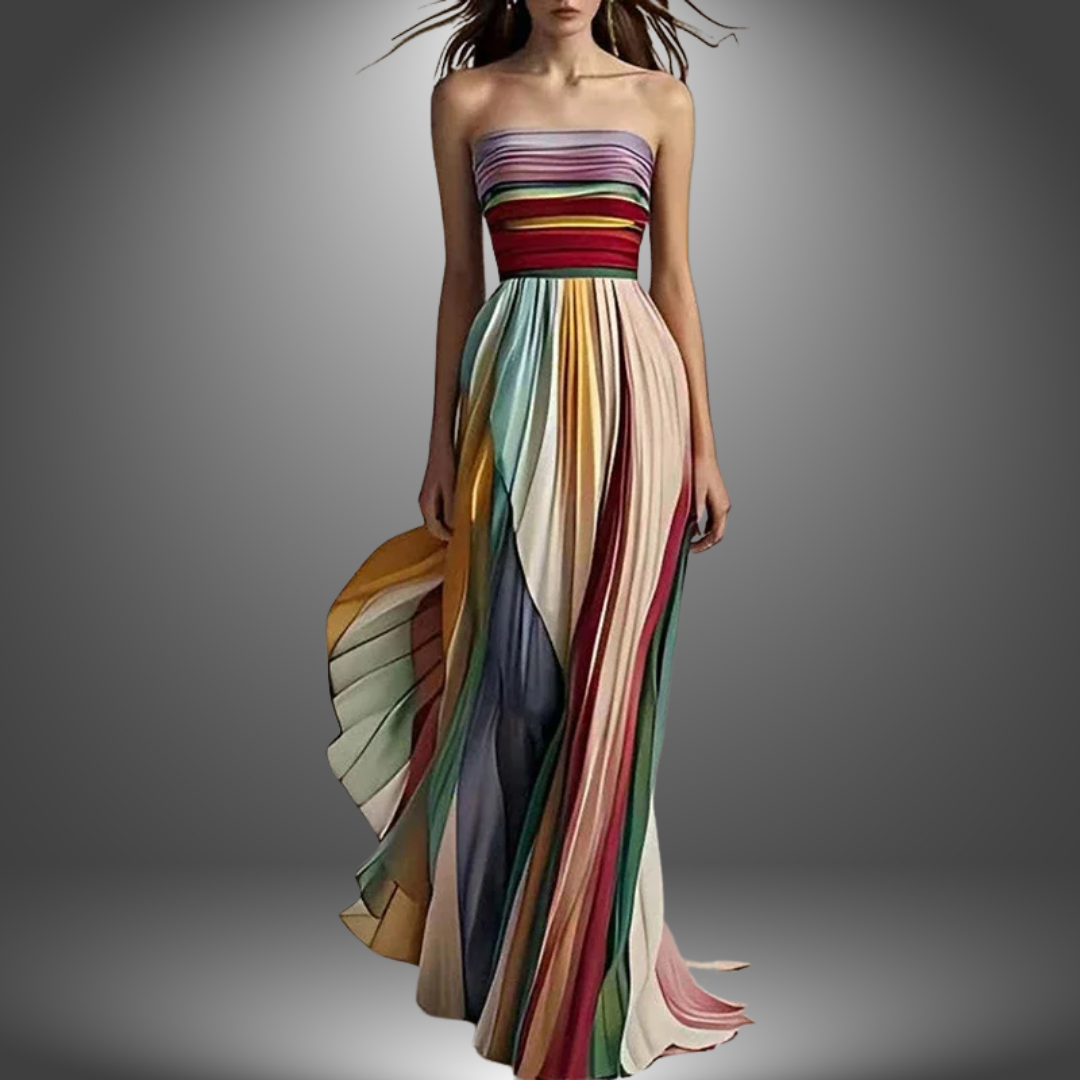 Abigail | Robe Maxi Plissée Colorée Sans Manches