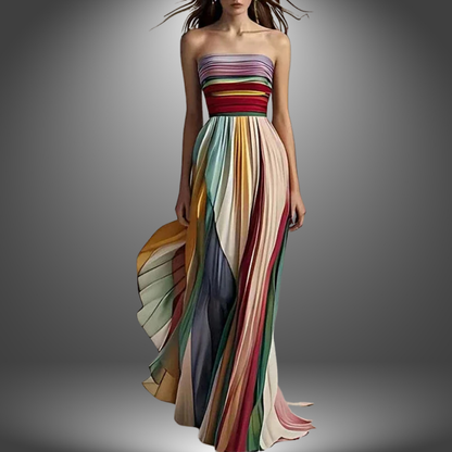 Abigail | Robe Maxi Plissée Colorée Sans Manches