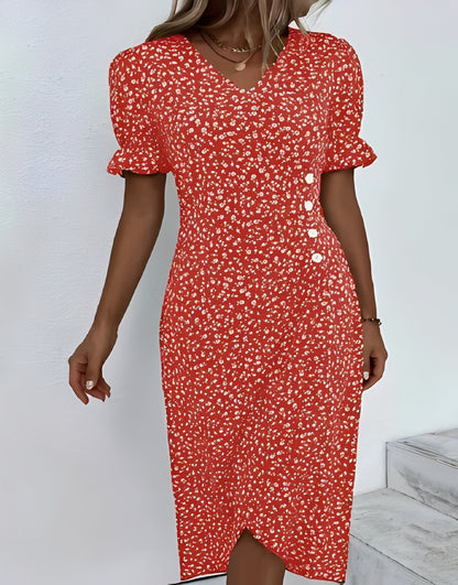 Rachael - Robe enveloppante décontractée avec imprimé floral pour femmes