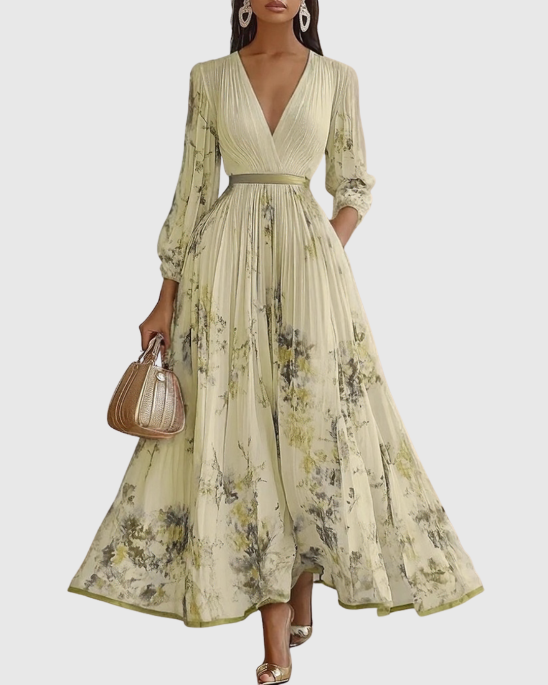 Robe Longue Plissée Élégante Rowella - Maxi Robe Fluide Femme
