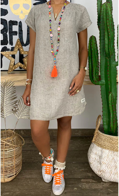 Gina - Robe en lin et coton à coupe ample