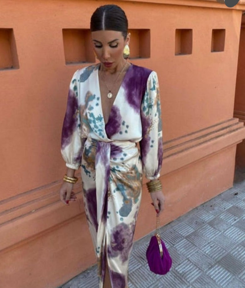 AINE - ROBE KIMONO ÉLÉGANTE AVEC DÉCOLLETÉ EN V