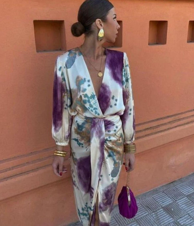 AINE - ROBE KIMONO ÉLÉGANTE AVEC DÉCOLLETÉ EN V