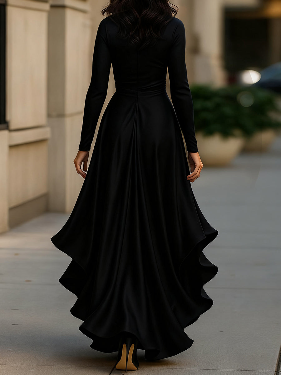 Palma | Robe Maxi en Satin Drapé avec Détails en Volant