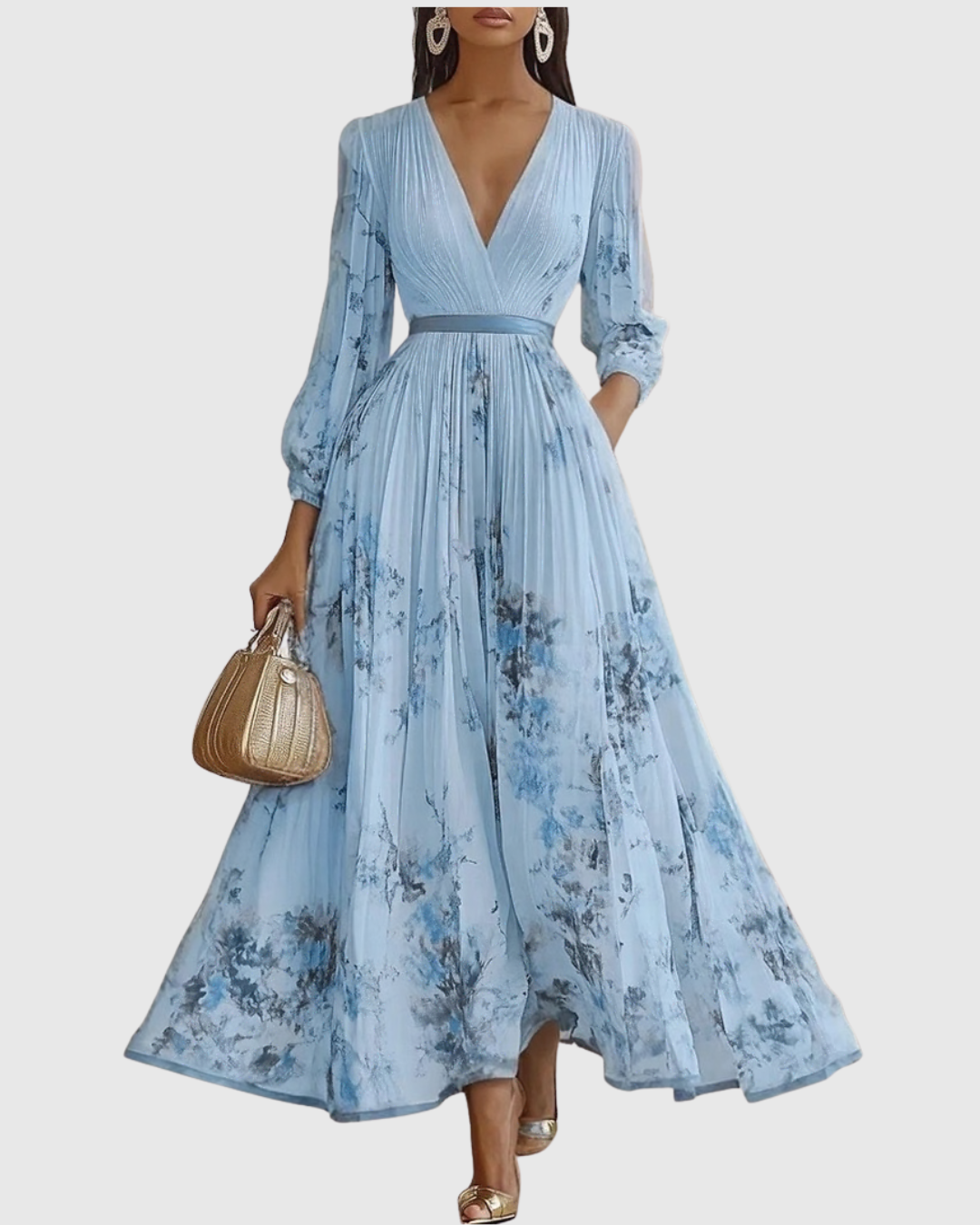 Robe Longue Plissée Élégante Rowella - Maxi Robe Fluide Femme