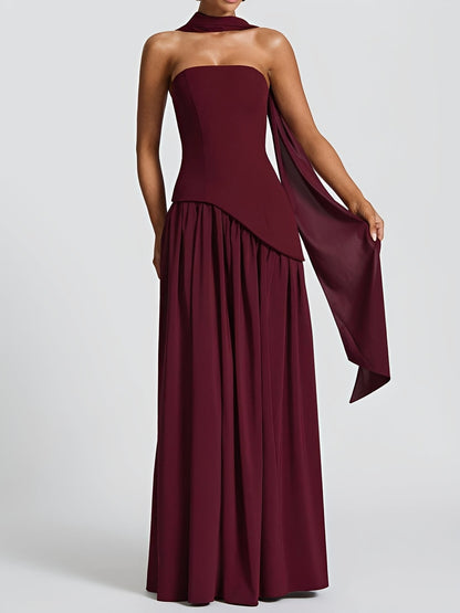 Georgia - Élégante robe sans bretelles avec haute fente pour femmes