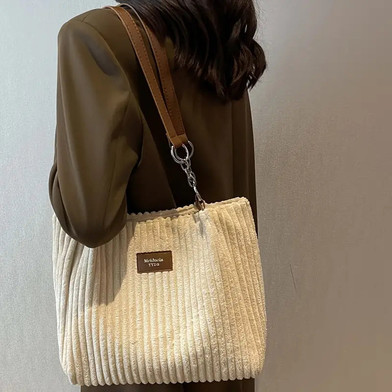 Onyx - Sac à Bandoulière en Velours Côtelé de Grande Capacité