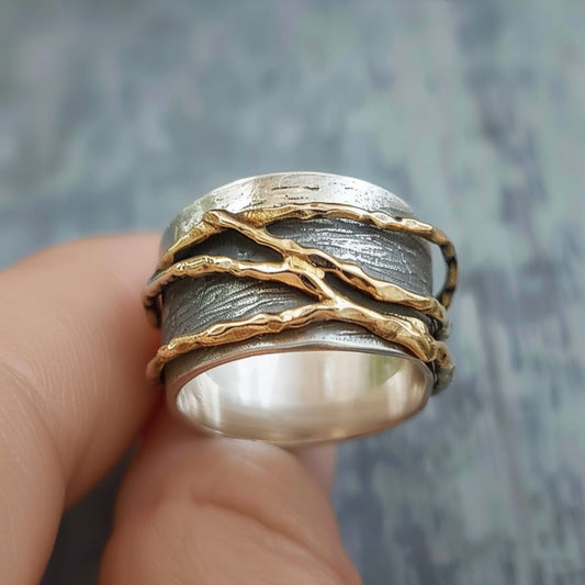Bague en fil d'argent et or