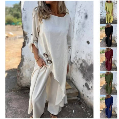 Everly – Élégant Costume Deux-Pièces en Coton et Lin