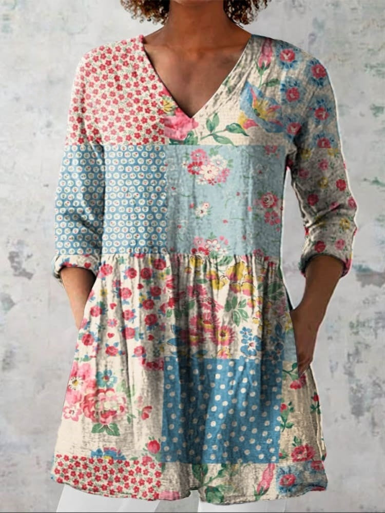 Emily | Chemise V en Patchwork Floral