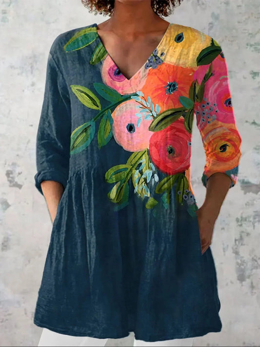Elizabeth | Chemise V-Cou Florale Classique