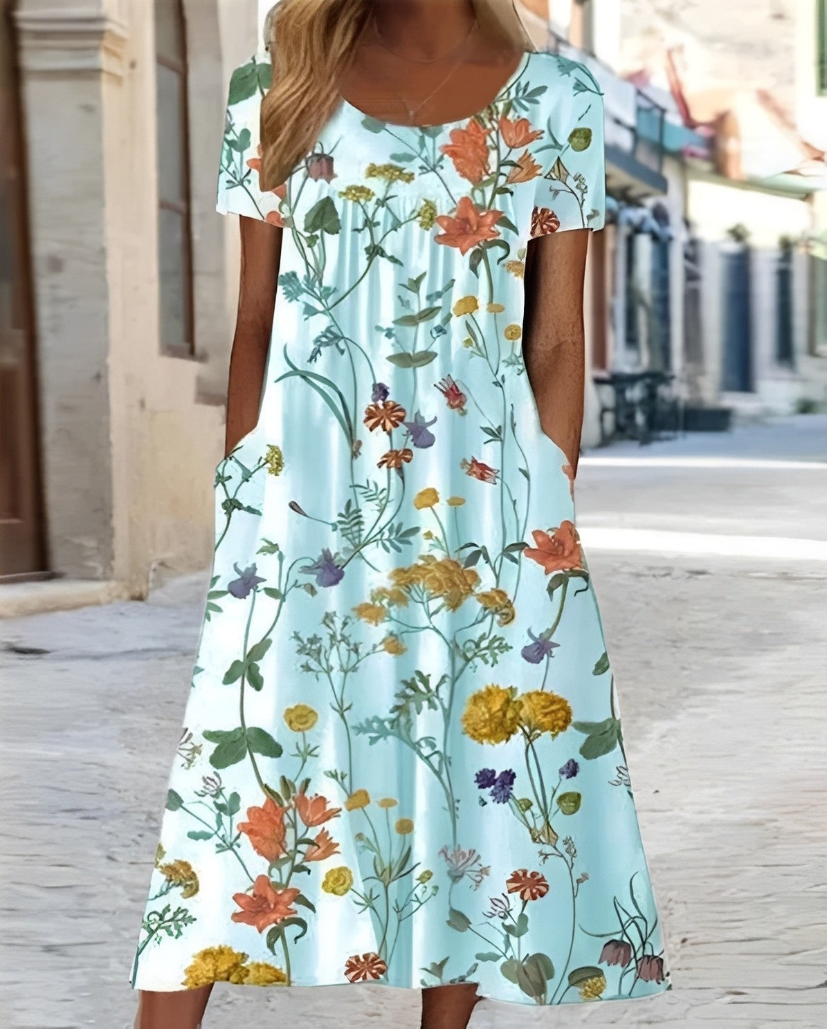 Meghan - Robe swing élégante avec imprimé floral pour femmes