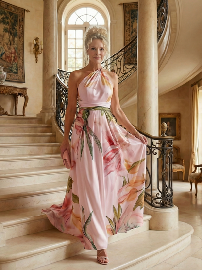 Amiel | Robe Maxi Fleurie Léger - Coupe Américaine Sans Manches