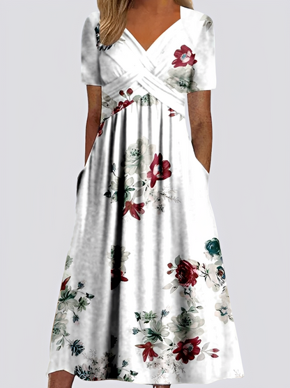 Salma - Robe midi décontractée à manches courtes pour femmes