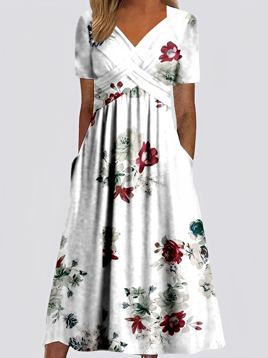 Salma - Robe midi décontractée à manches courtes pour femmes