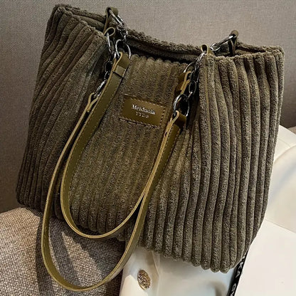 Onyx - Sac à Bandoulière en Velours Côtelé de Grande Capacité