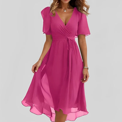 Gemma - Robe midi élégante à manches courtes pour femmes