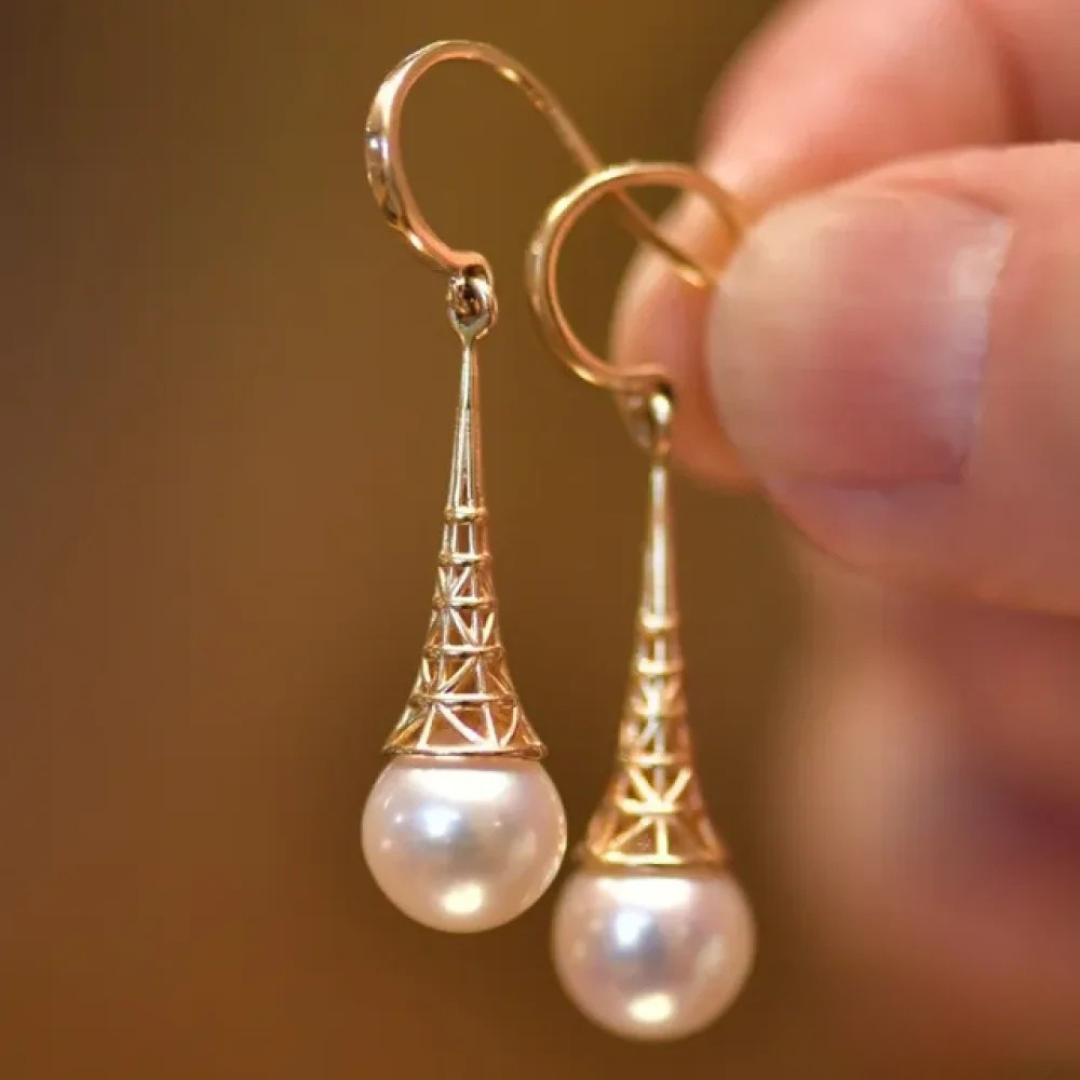 Boucles d'oreilles en perles dorées intemporelles
