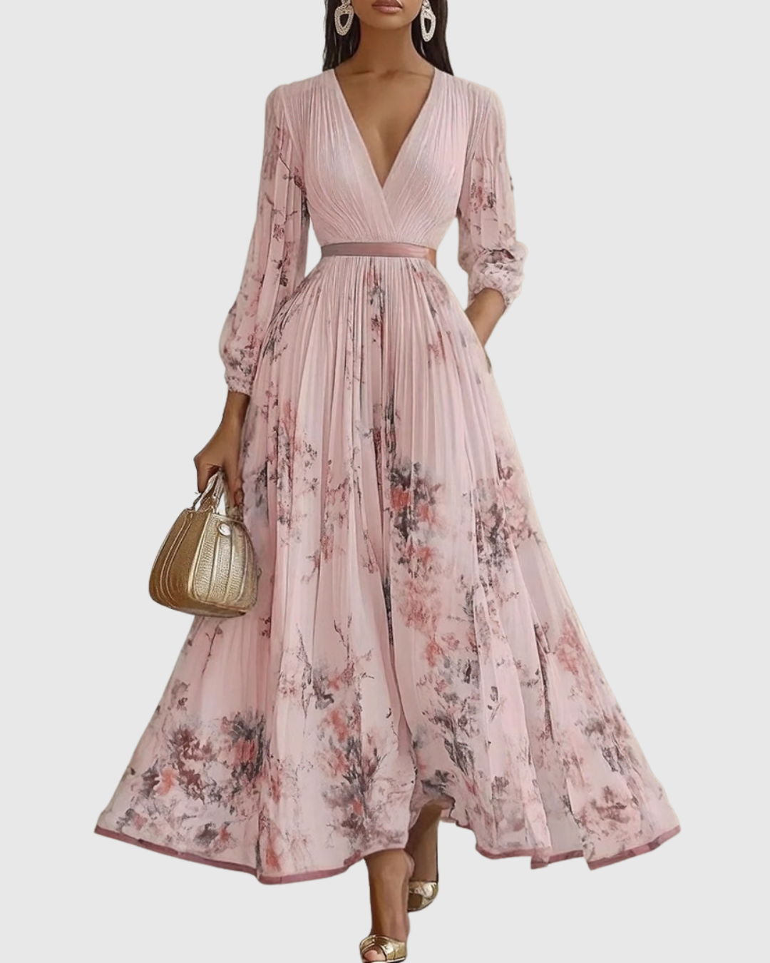 Robe Longue Plissée Élégante Rowella - Maxi Robe Fluide Femme