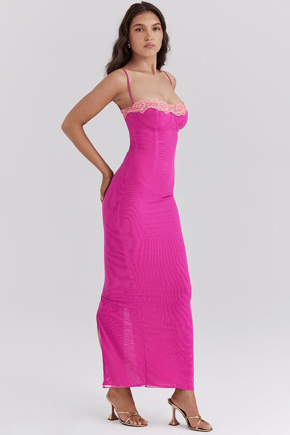 Fay | Robe Longue en Dentelle avec Fente